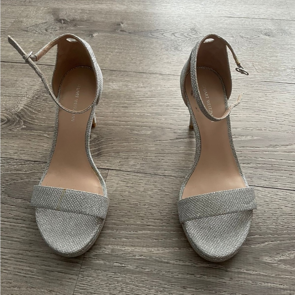 Stuart Weitzman Glittering Silver Heels